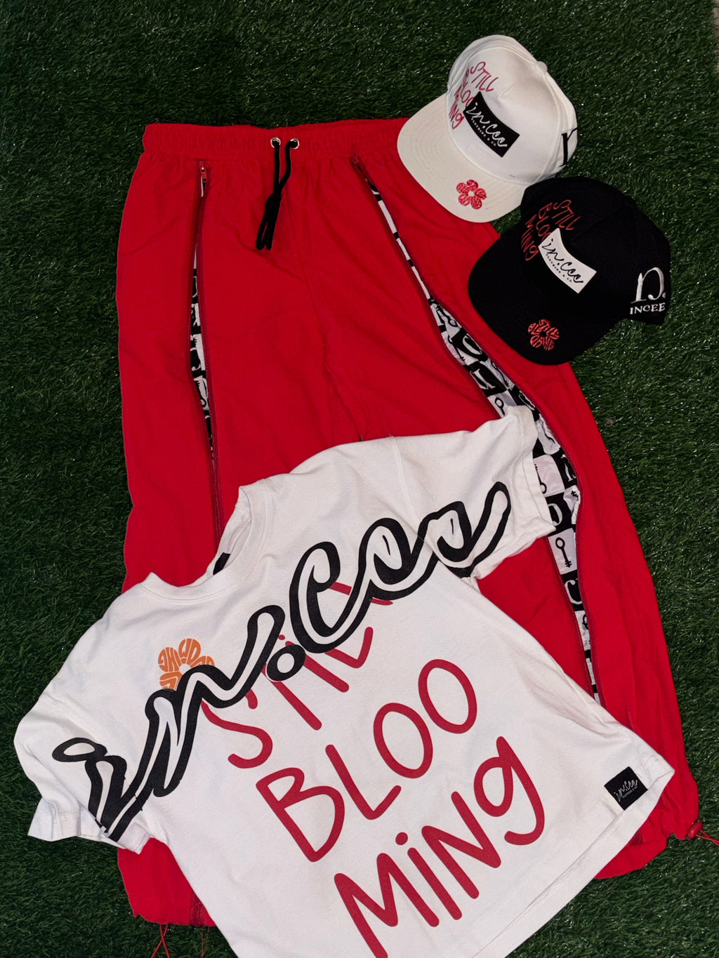 Double Zip Track Pants (Red)
