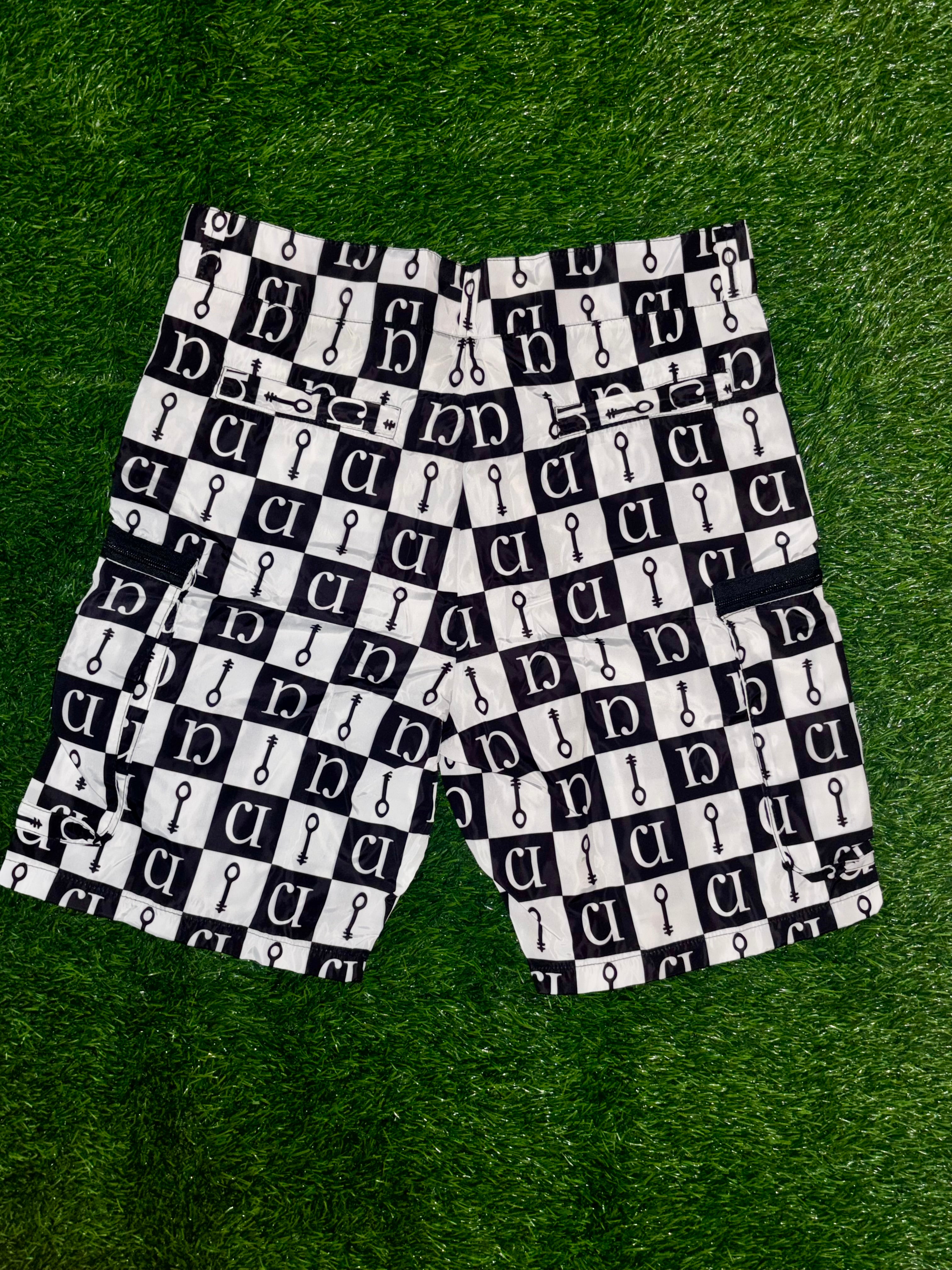 Signature Checkerboard Print Cargo Shorts